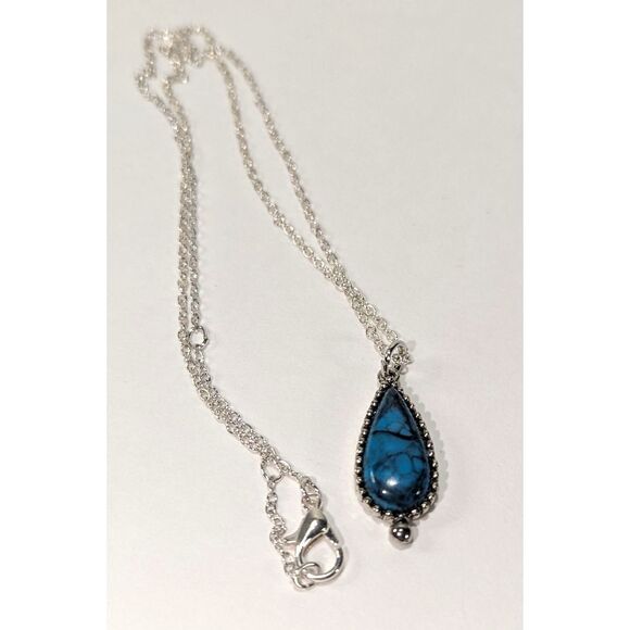 Roman Turquoise Teardrop Pendant Necklace - Picture 2 of 7